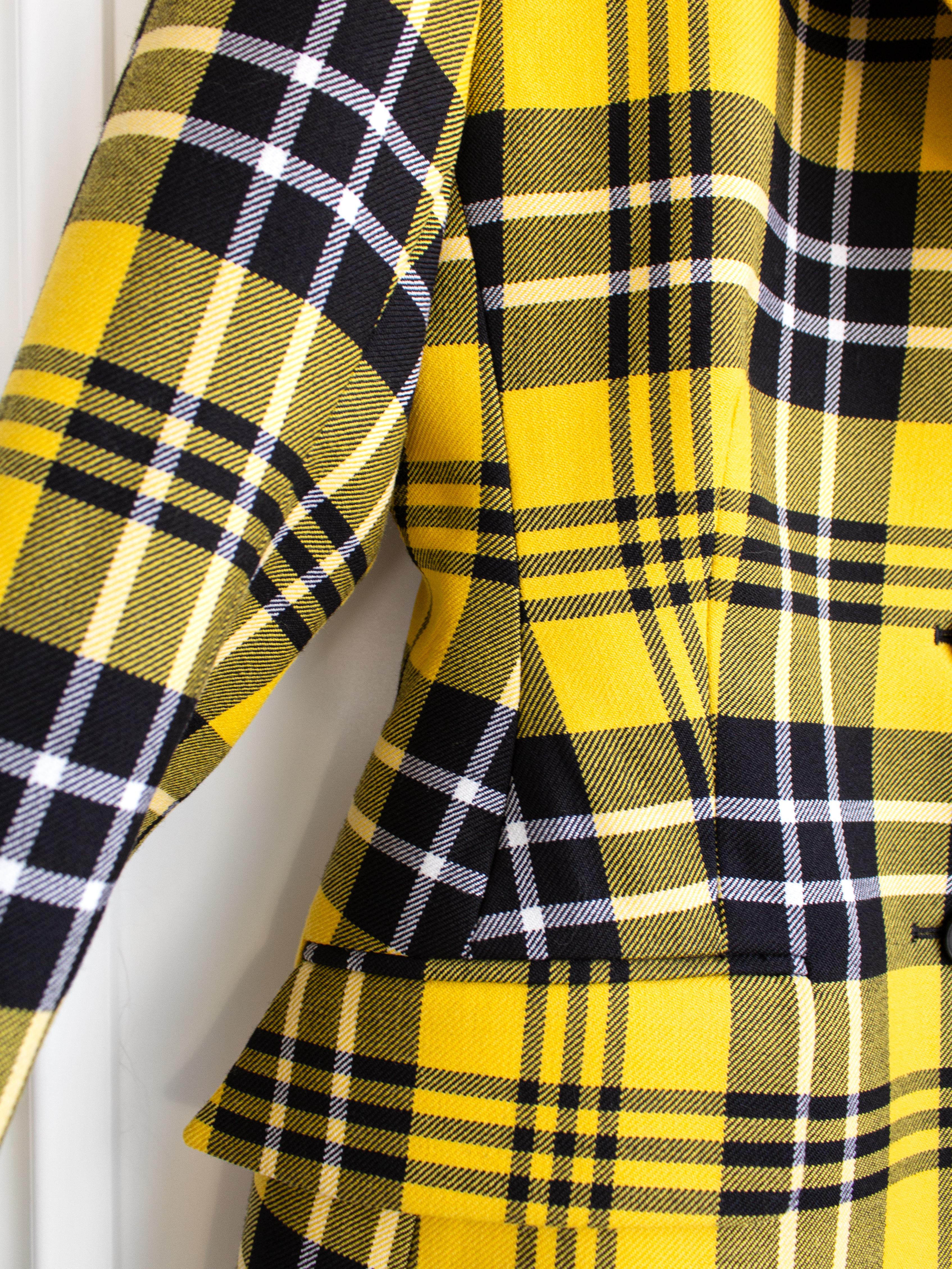 Dior Fall/Winter 2022 Yellow Black Plaid Bar Clueless Blazer Jacket For Sale 5