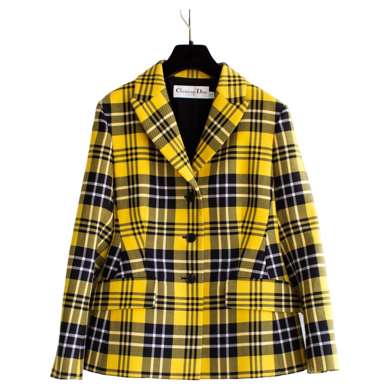 Dior Fall/Winter 2022 Yellow Black Plaid Bar Clueless Blazer Jacket at  1stDibs