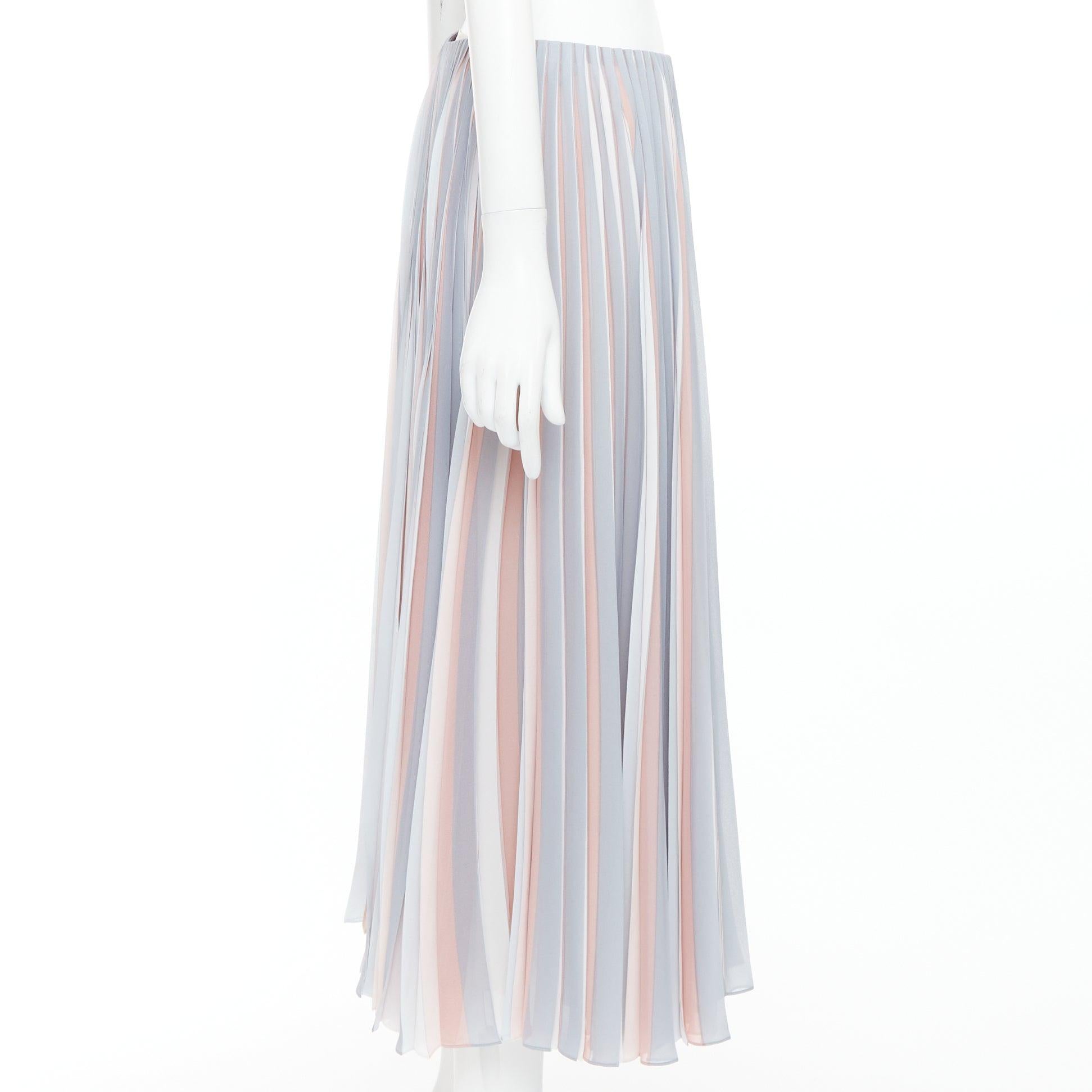 DIOR Fantaisie pink grey tricolor pleated midi skirt FR42 XL In New Condition For Sale In Hong Kong, NT
