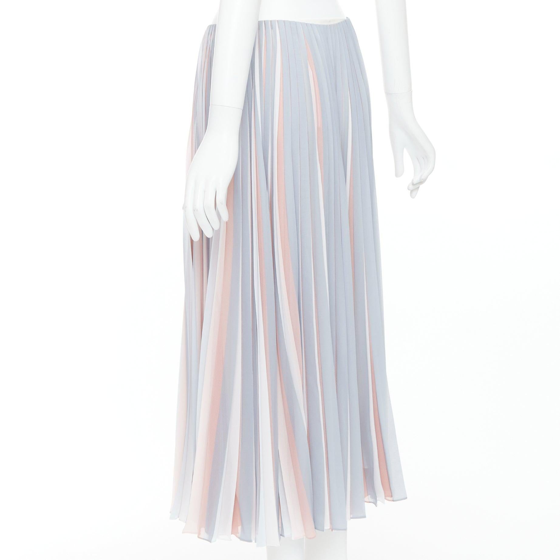 DIOR Fantaisie pink grey tricolor pleated midi skirt FR42 XL For Sale 1