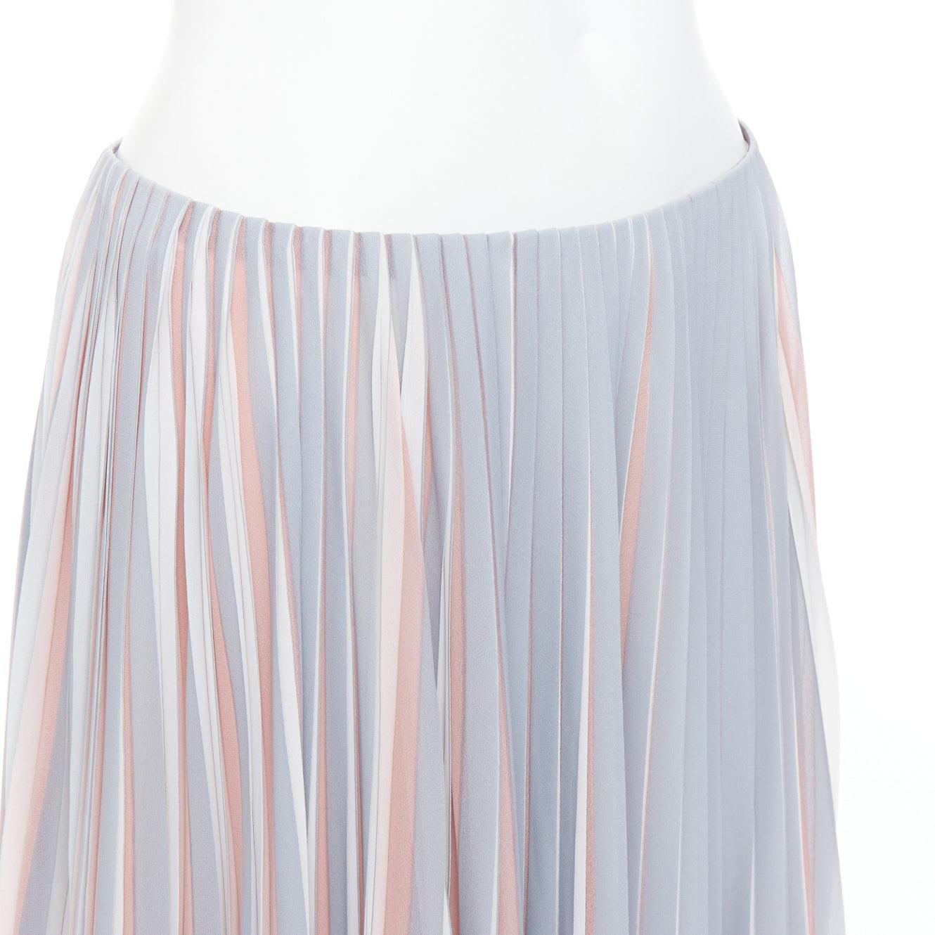 DIOR Fantaisie pink grey tricolor pleated midi skirt FR42 XL For Sale 2