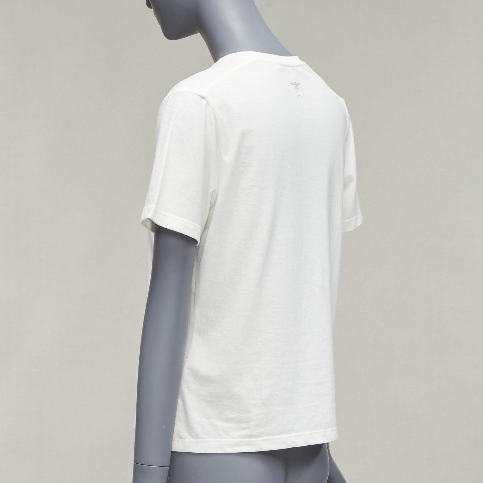 DIOR Feminity The Trap Simone De Beauvoir print white cotton linen tshirt XS For Sale 2