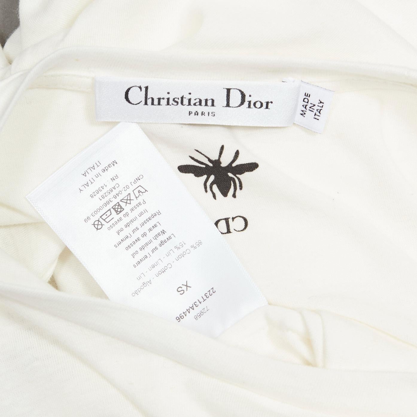 DIOR Feminity The Trap Simone De Beauvoir print white cotton linen tshirt XS For Sale 5