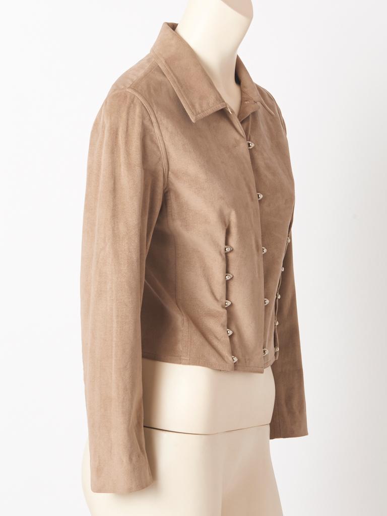 Brown Dior Fitted Suede Jacket with Metal Detail For Sale