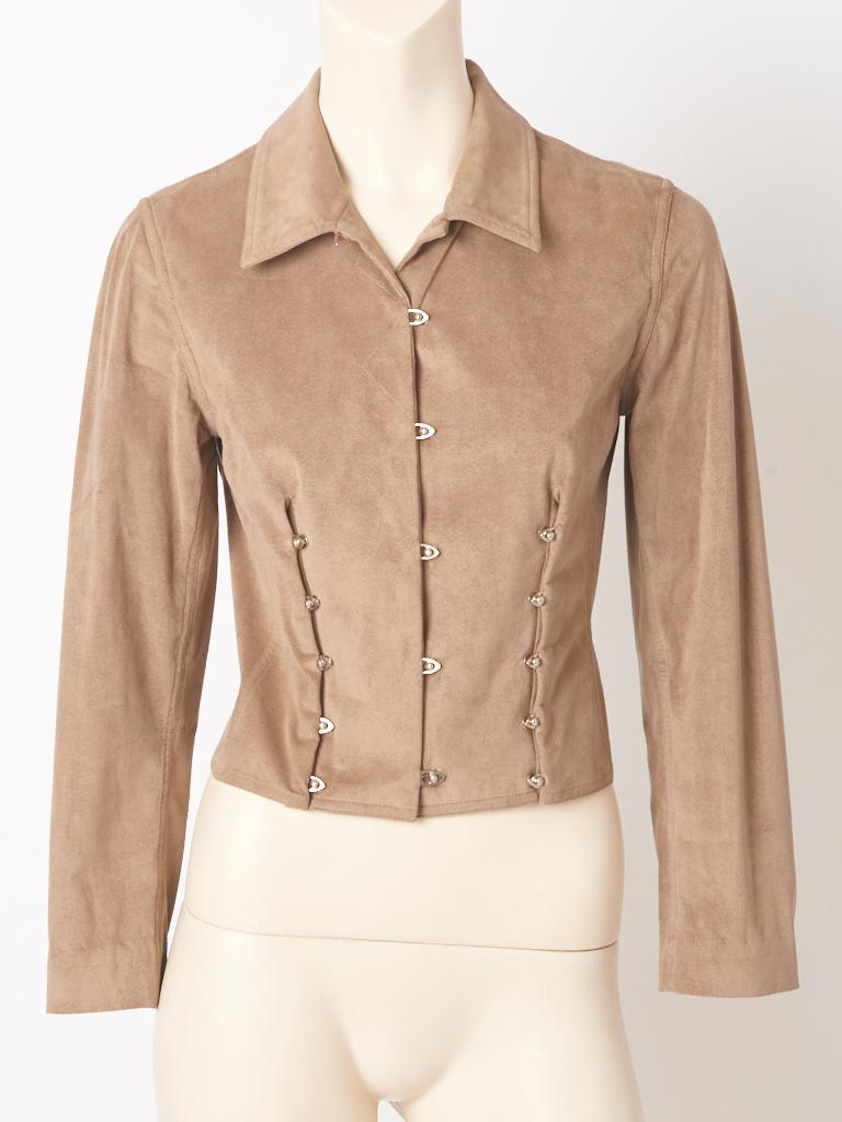 Dior Fitted Suede Jacket with Metal Detail In Good Condition For Sale In New York, NY