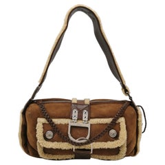 Dior Flight Medium Brown Shearling Leather Shoulder Bag