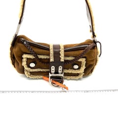 Dior Flight Medium Brown Shearling Leather Shoulder Bag with Orange tag