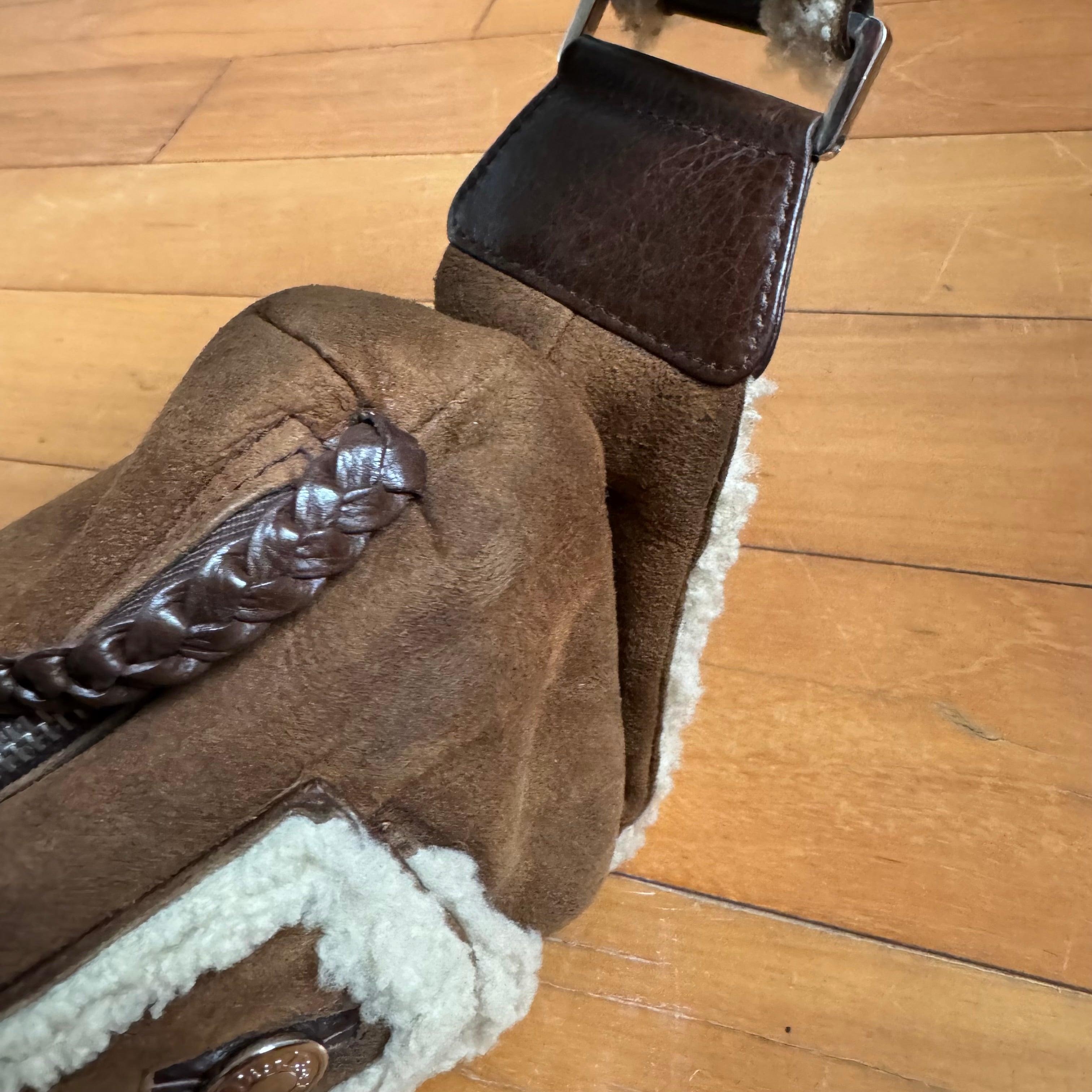 Dior Flight Medium Shoulder Bag Tan Brown Shearling For Sale 8