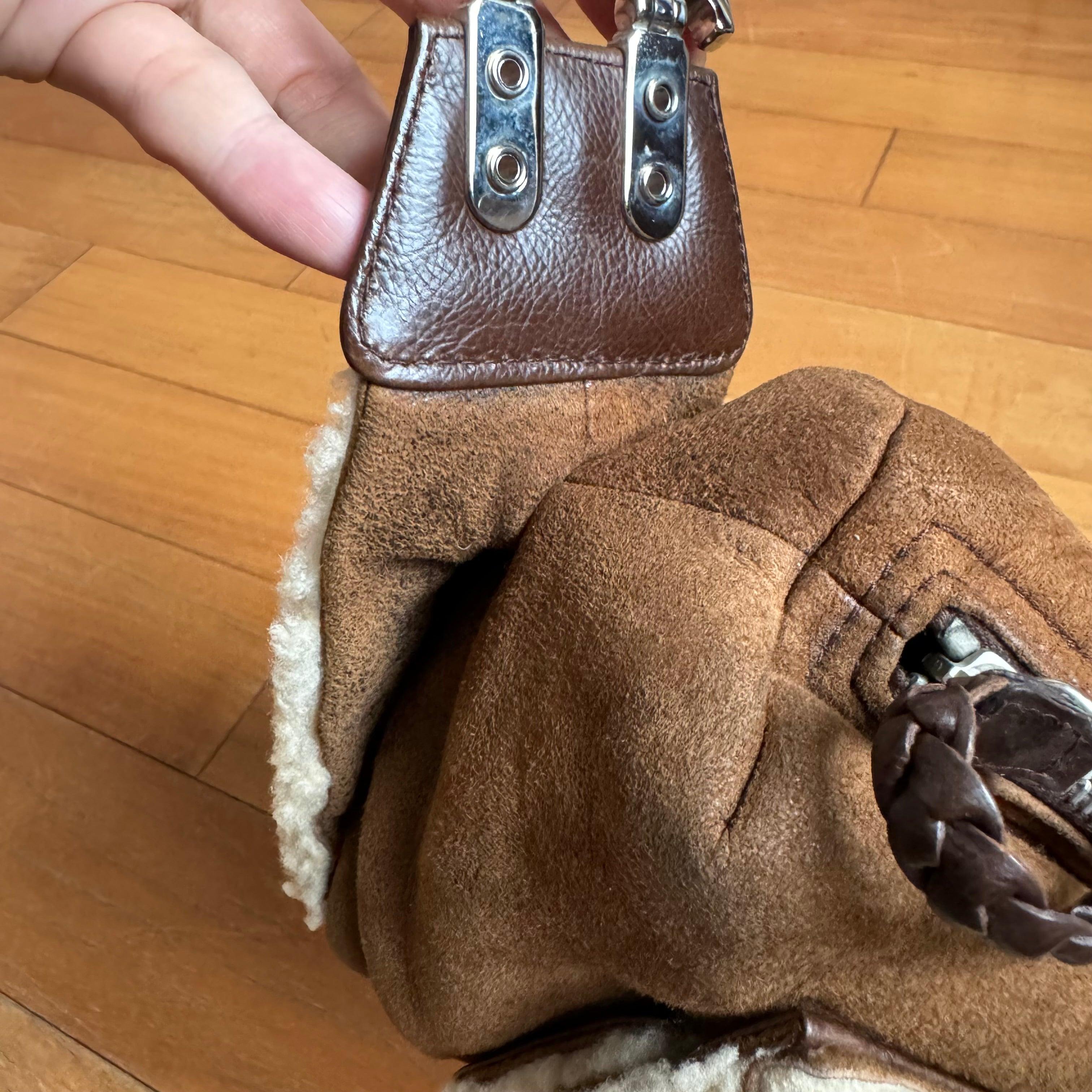 Dior Flight Medium Shoulder Bag Tan Brown Shearling For Sale 9