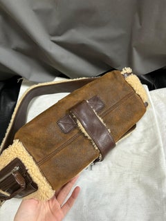 Dior Flight Medium Shoulder Bag Tan Brown Shearling