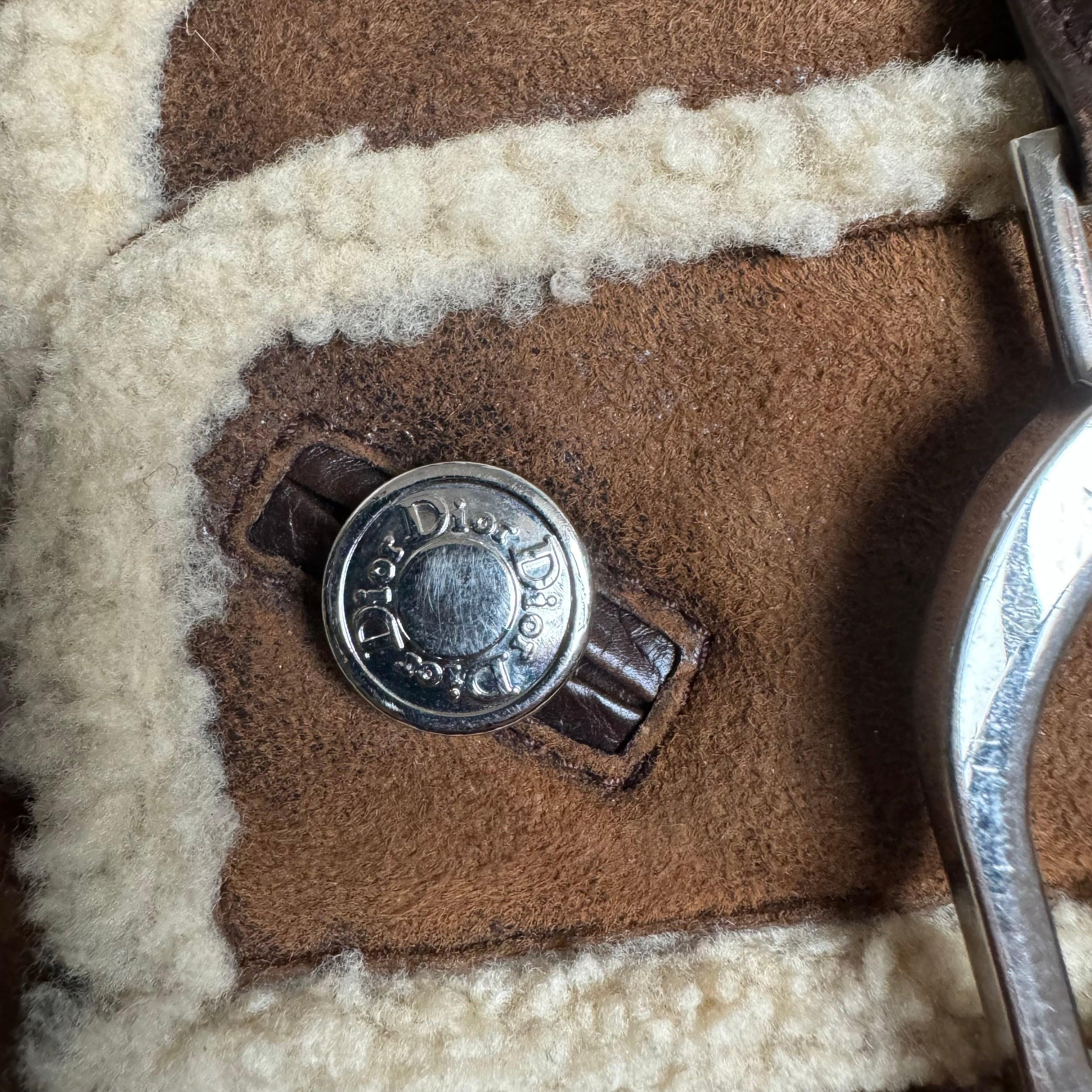Dior Flight Medium Shoulder Bag Tan Brown Shearling For Sale 4