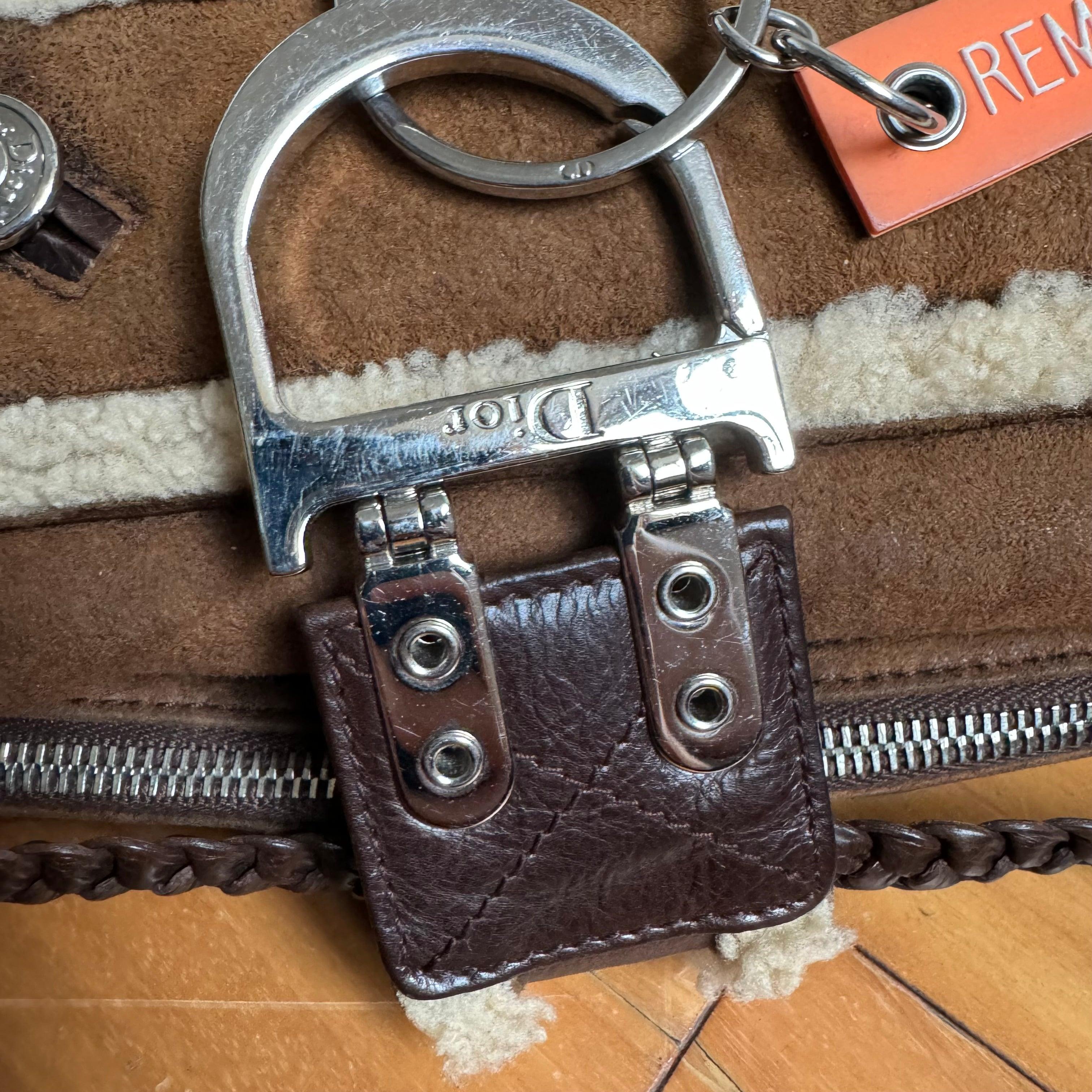 Dior Flight Medium Shoulder Bag Tan Brown Shearling For Sale 5