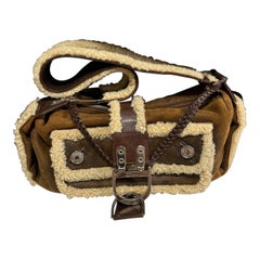 Dior Flight Medium Shoulder Bag Tan Brown Shearling