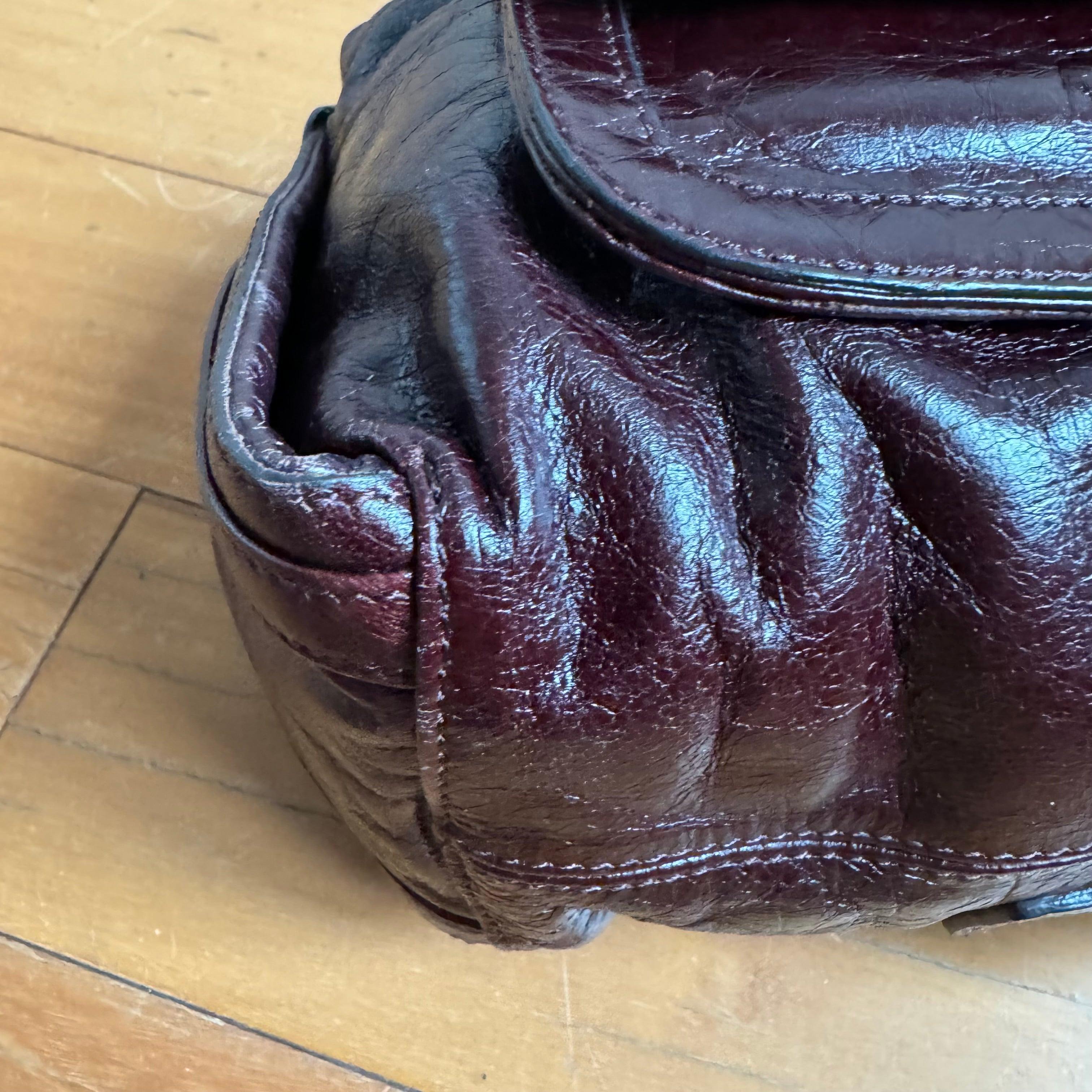Dior Flight Medium Shoulder Bag Wine Burgundy Crumpled Patent Lambskin Leather For Sale 6