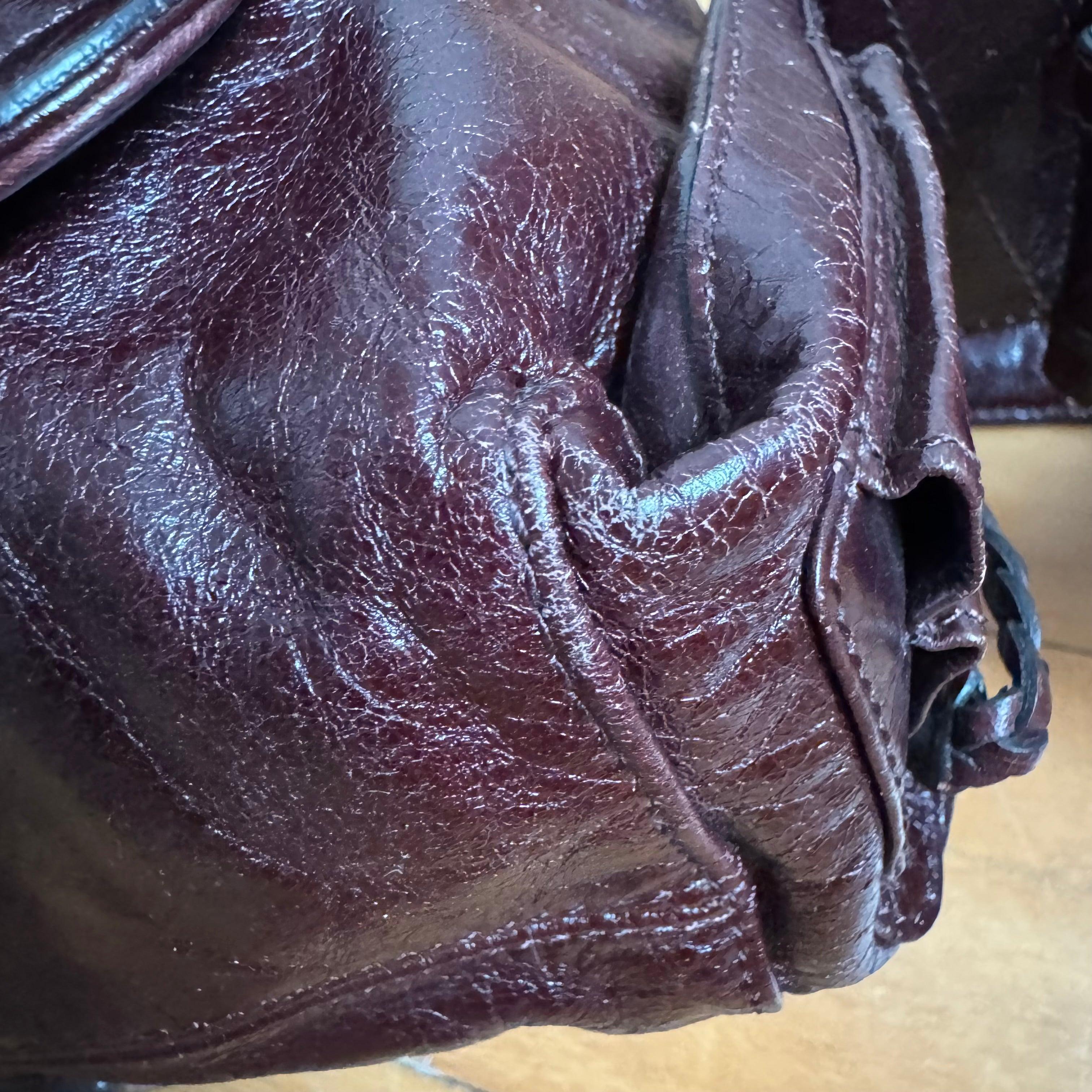 Dior Flight Medium Shoulder Bag Wine Burgundy Crumpled Patent Lambskin Leather For Sale 7