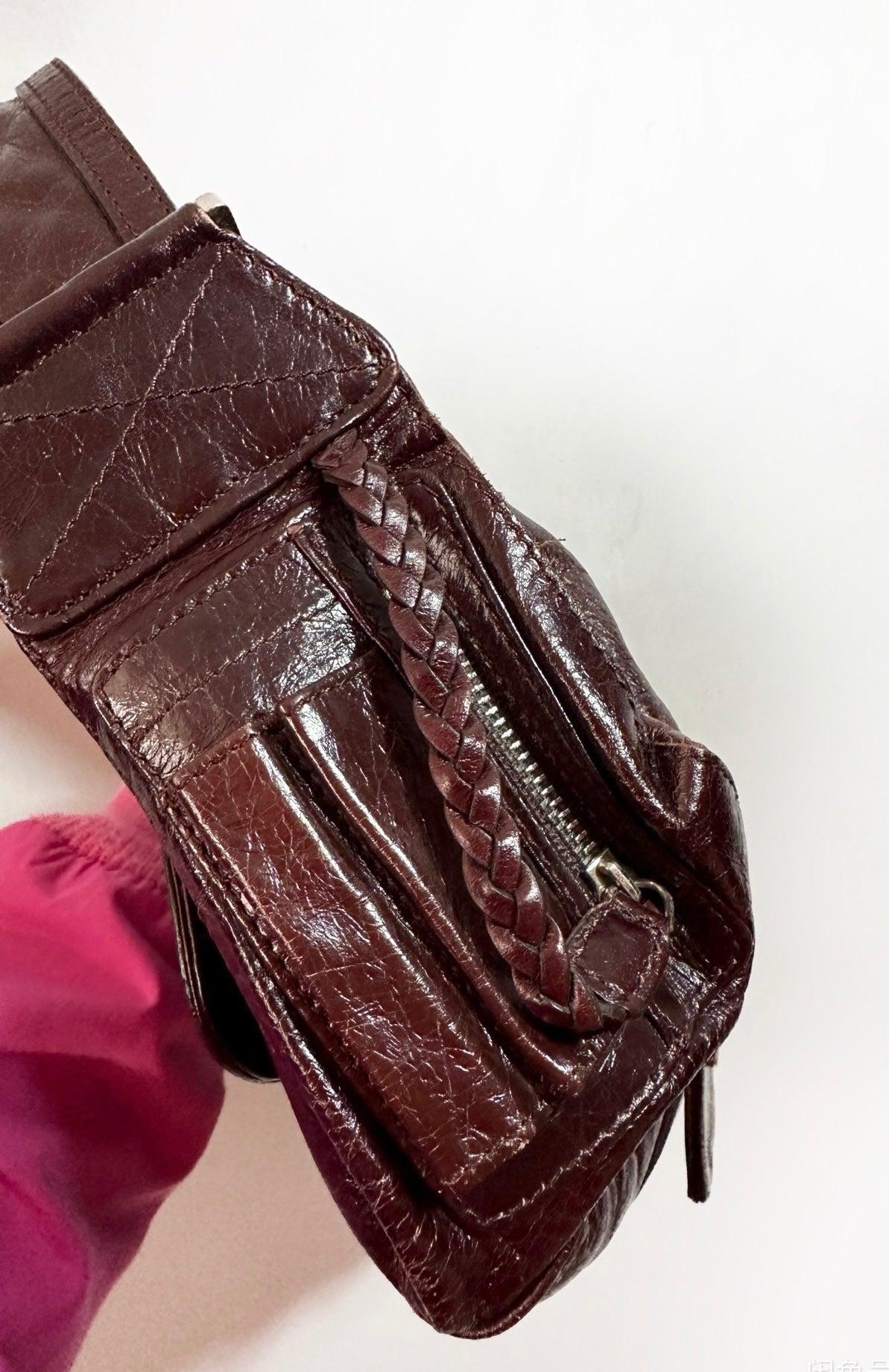 Black Dior Flight Medium Shoulder Bag Wine Burgundy Crumpled Patent Lambskin Leather For Sale