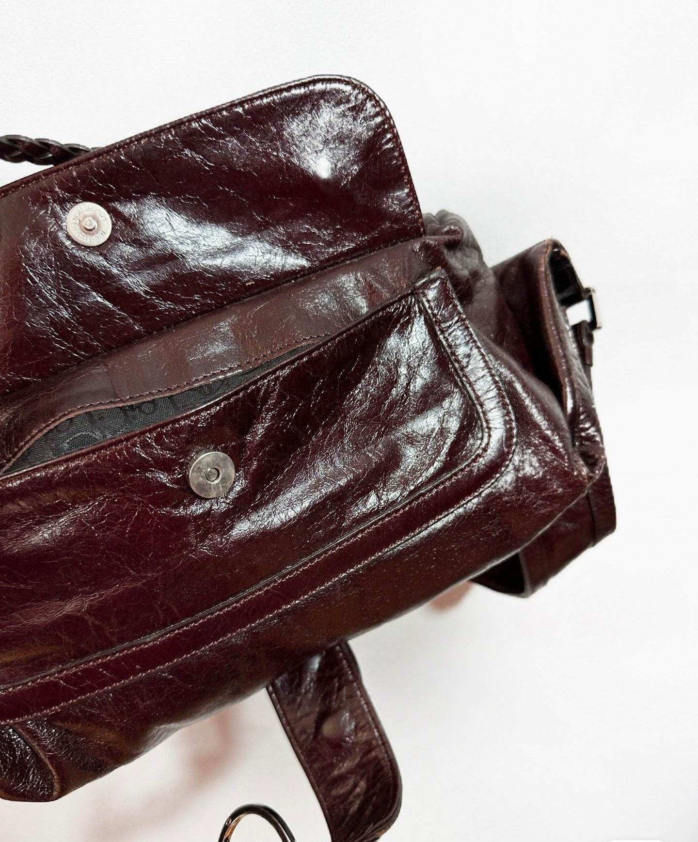 Dior Flight Medium Shoulder Bag Wine Burgundy Crumpled Patent Lambskin Leather For Sale 1