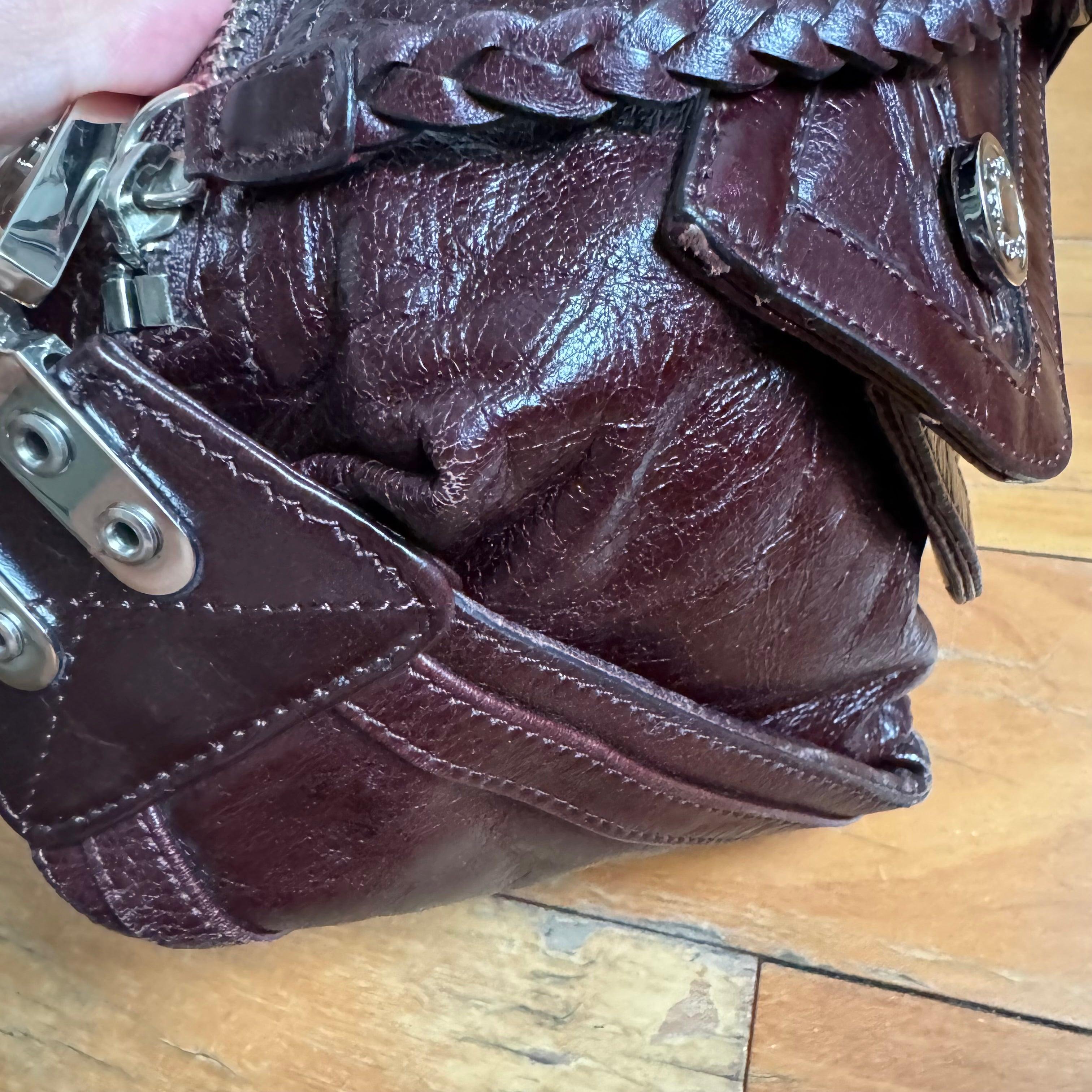 Dior Flight Medium Shoulder Bag Wine Burgundy Crumpled Patent Lambskin Leather For Sale 3
