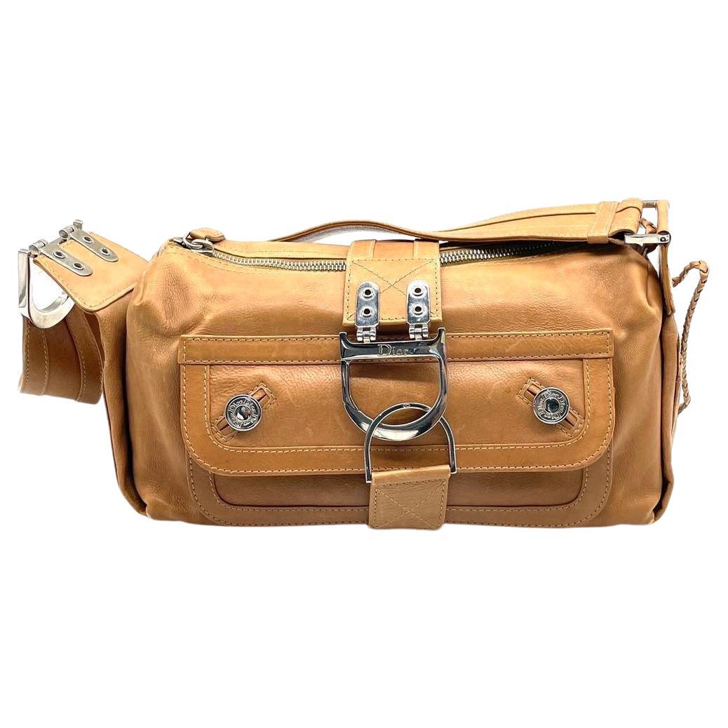 Dior Flight Medium Tan Brown Calfskin Leather Shoulder Bag For Sale