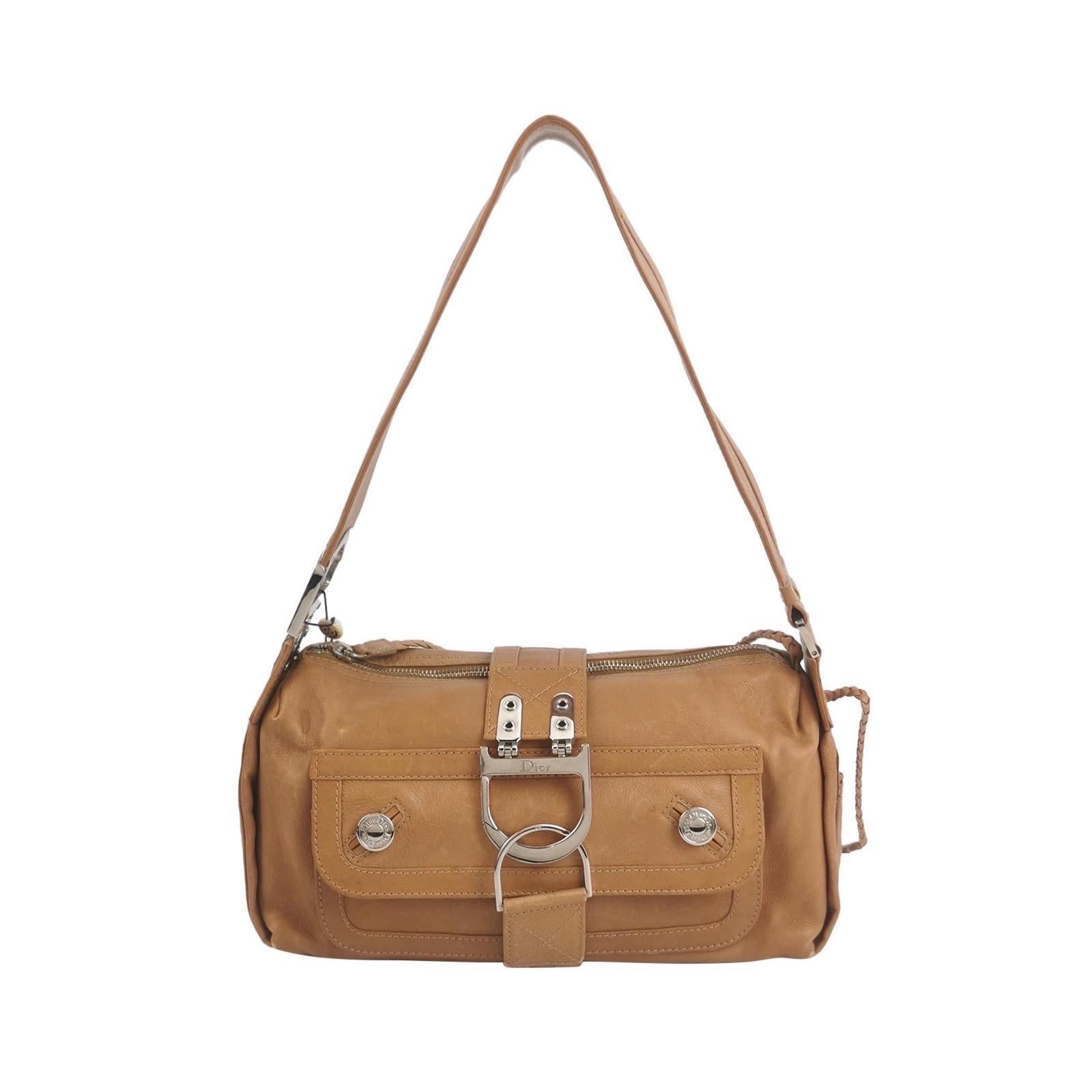 Dior Flight Medium Tan Brown Calfskin Leather Shoulder Bag