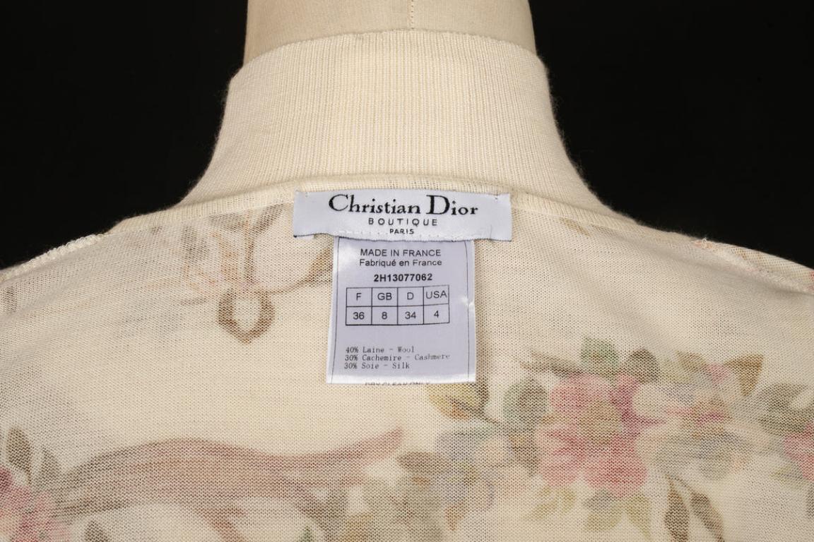 Dior Floral Beige Kaschmir und Wolle Twin Set im Angebot 4