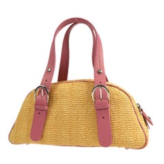 Bolso de Paja Dior Bordado Floral Beige