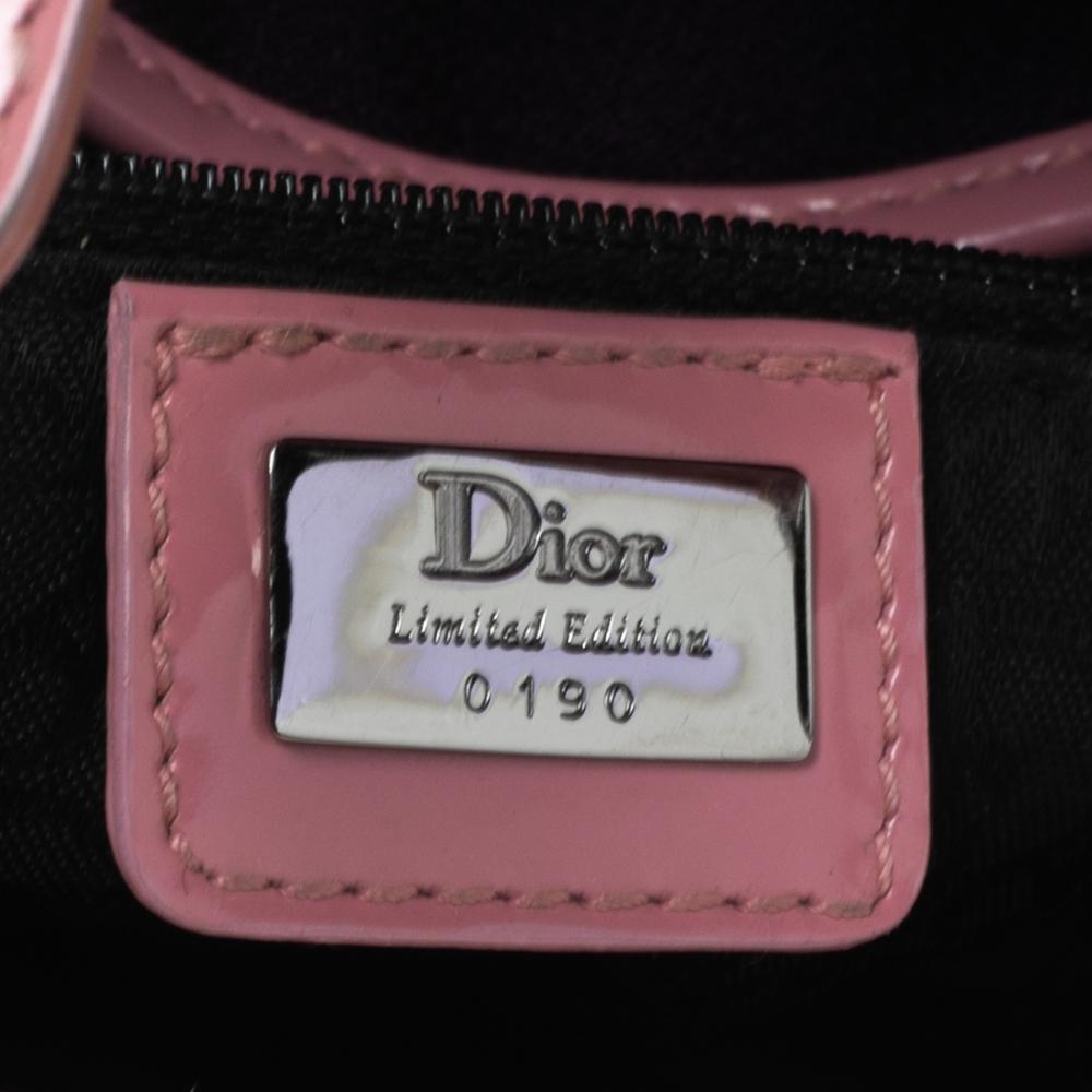 Dior Floral Embroidered Fabric and Patent Leather Limited Edition Saddle Bag 4