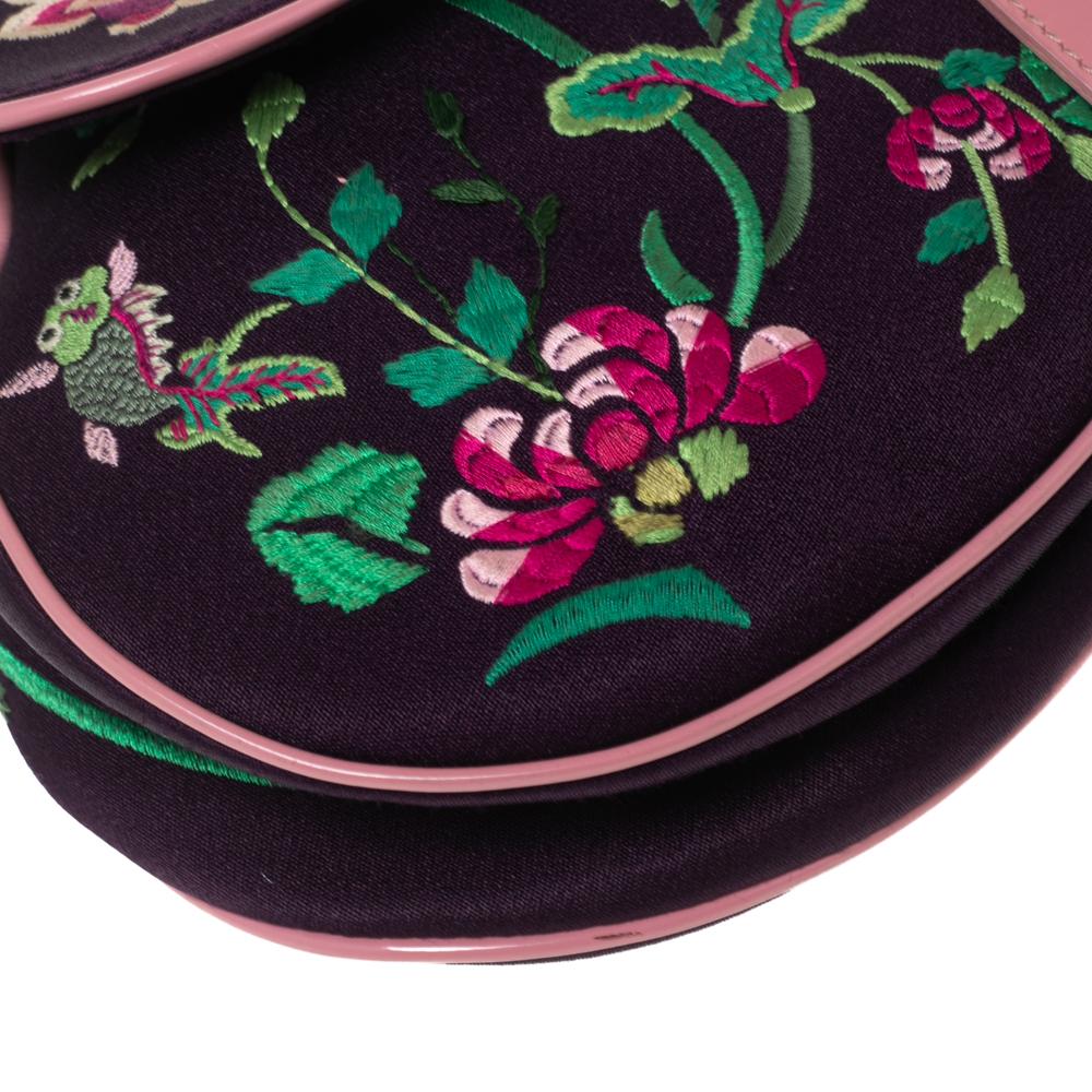 Dior Floral Embroidered Fabric and Patent Leather Limited Edition Saddle Bag 2