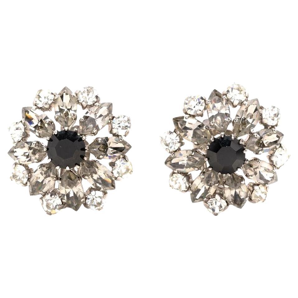 Dior floral rhinestone clip-on earrings