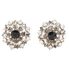 Dior floral rhinestone clip-on earrings