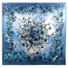 DIOR FLORAR SCARF 140 Blau & Marineblau