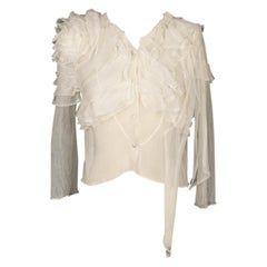 Dior Flounced White Muslin and Tulle Blouse