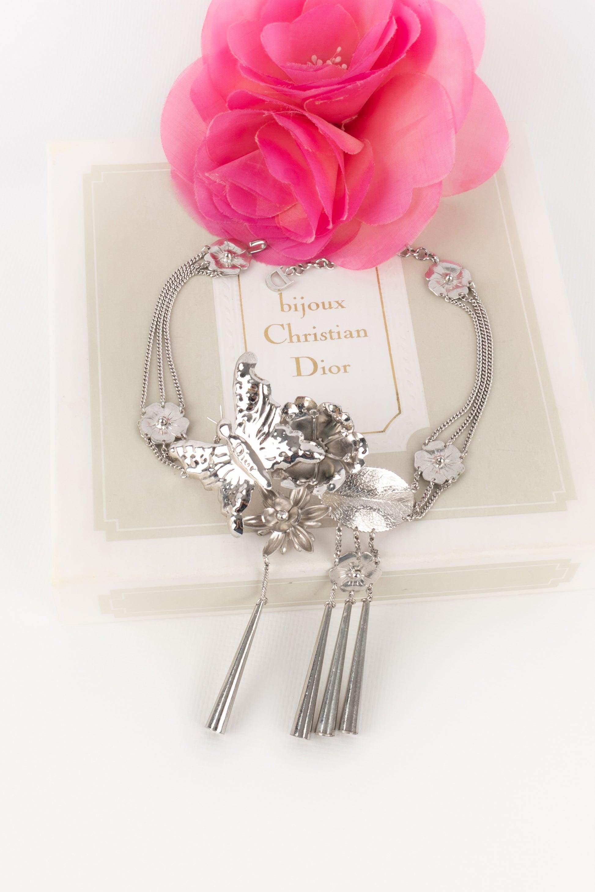 Dior Flower and Butterfly Silvery Necklace, 2003 For Sale 6