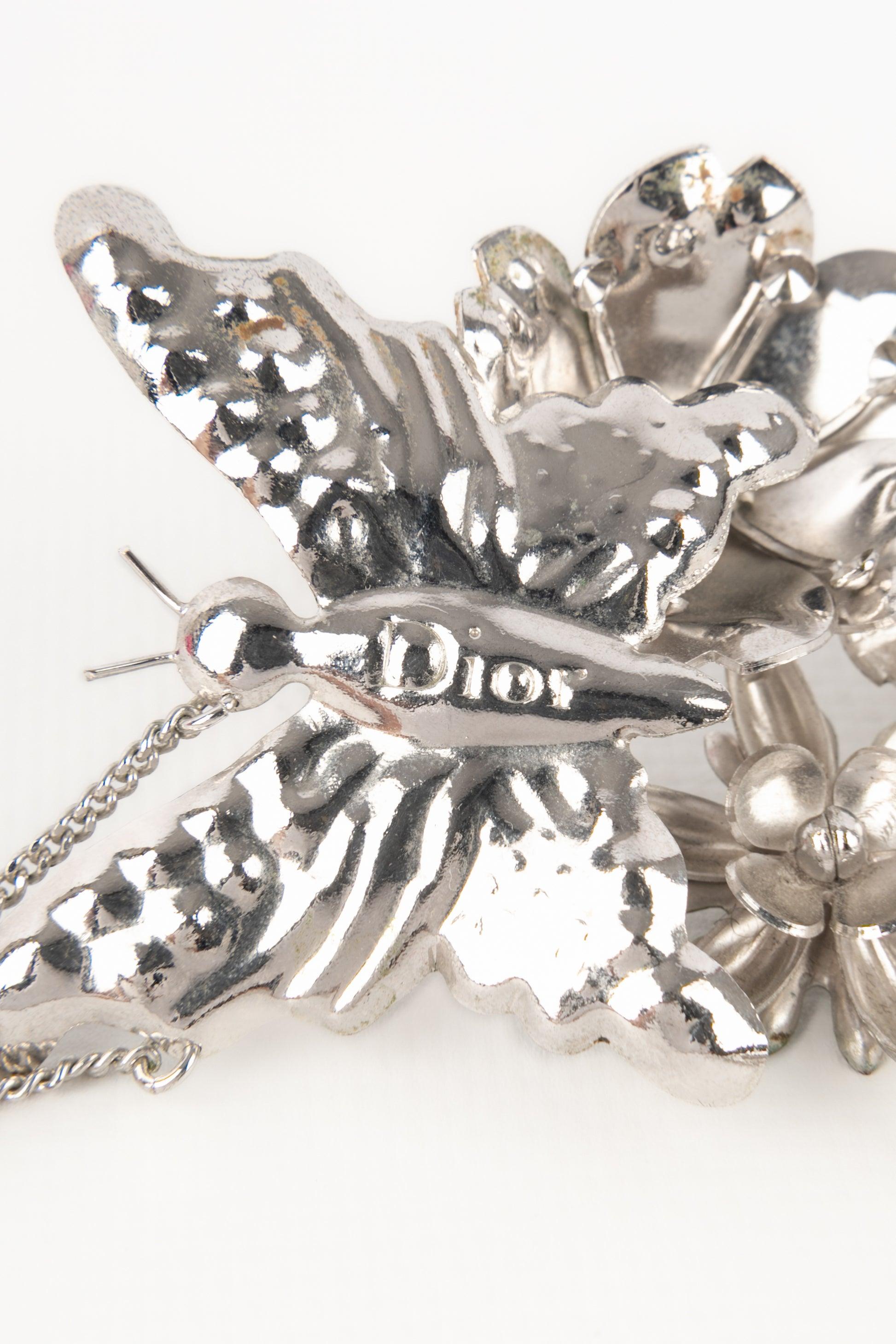Dior Flower and Butterfly Silvery Necklace, 2003 For Sale 3