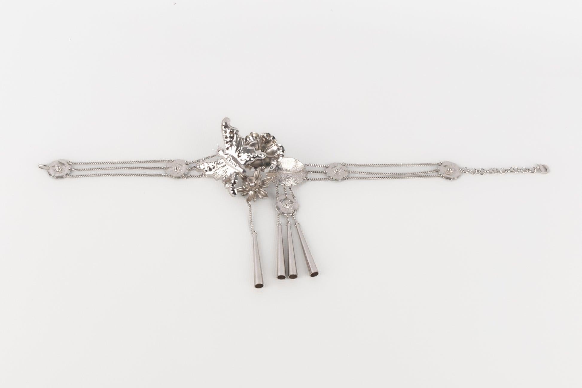 Dior Flower and Butterfly Silvery Necklace, 2003 For Sale 4