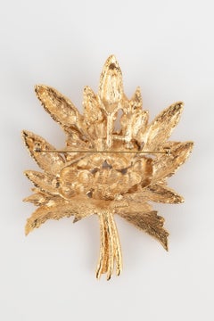 Dior Flower Brooch in Gold-Plated Metal with Colored Rhinestones
