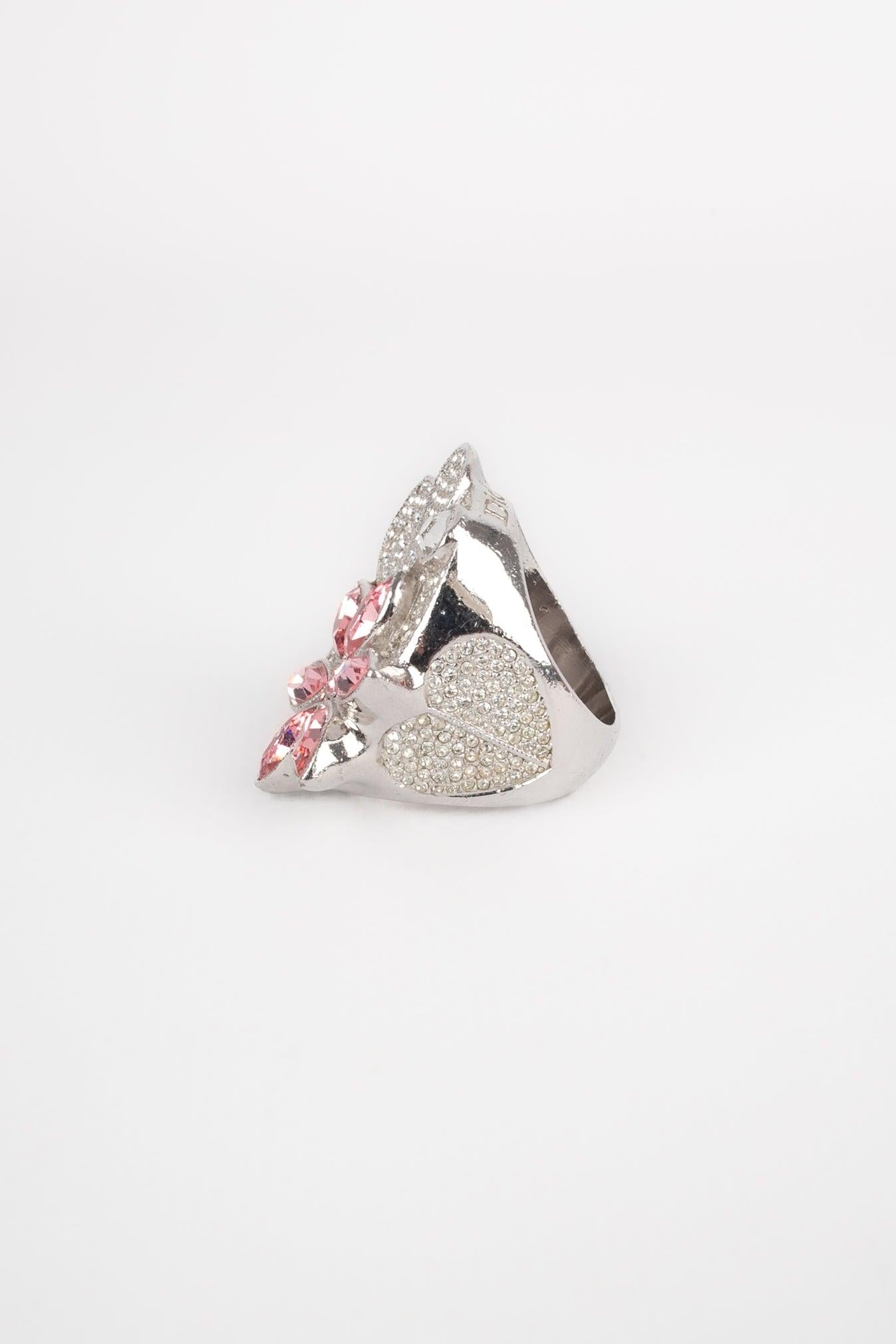 Dior Blumenring mit Strasssteinen Damen im Angebot