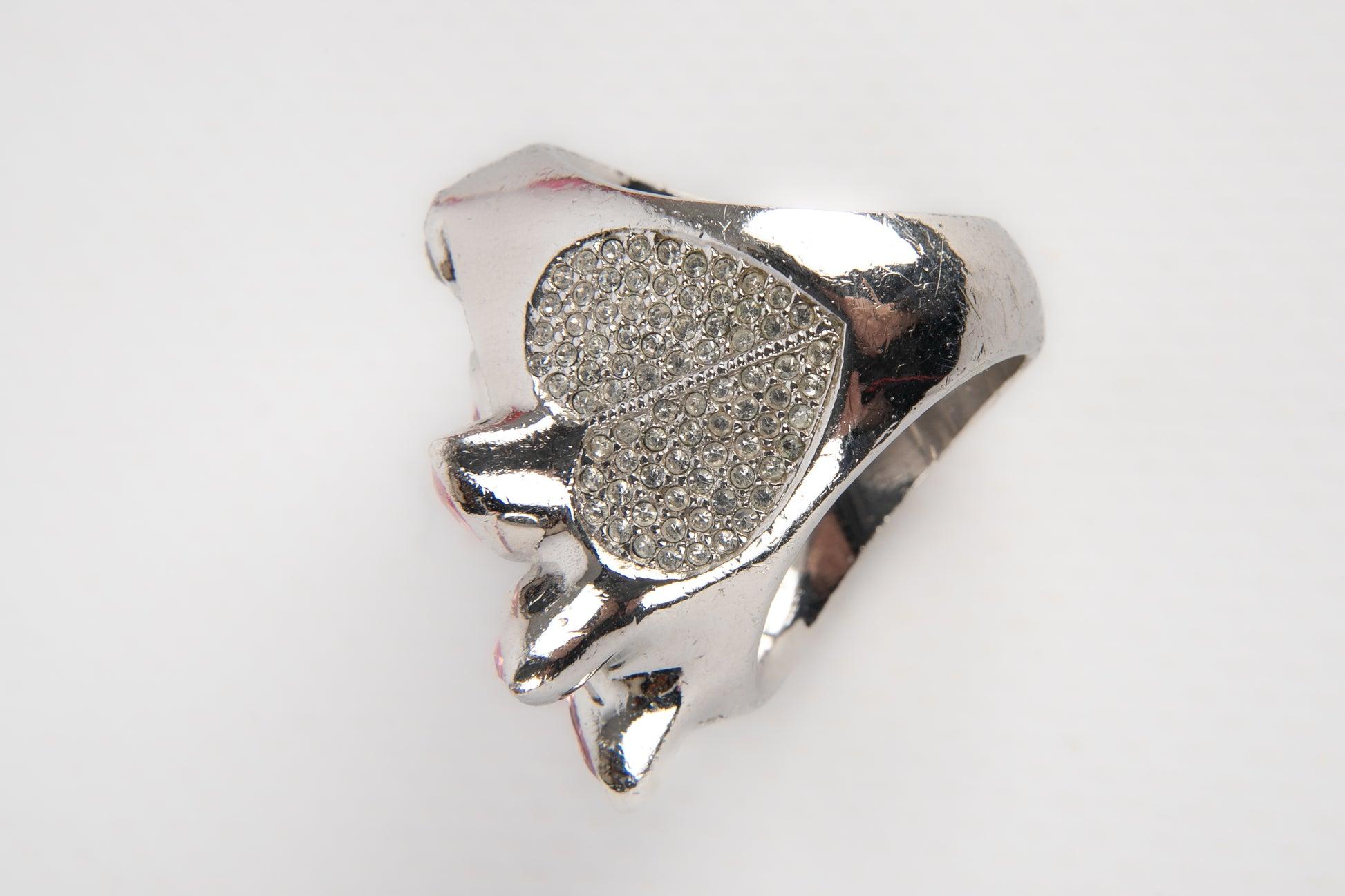 Dior Blumenring mit Strasssteinen im Angebot 1