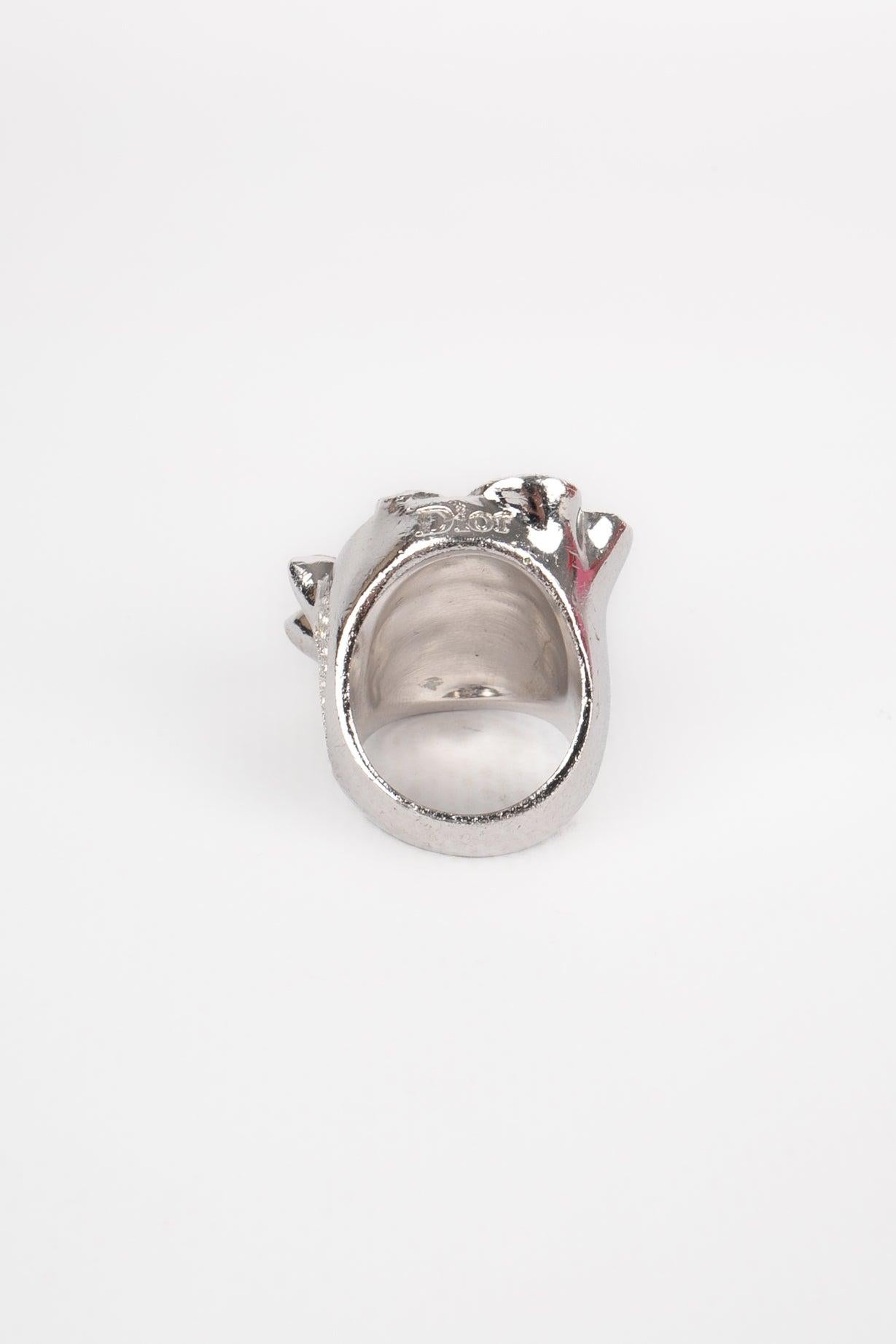 Dior Blumenring mit Strasssteinen im Angebot 2