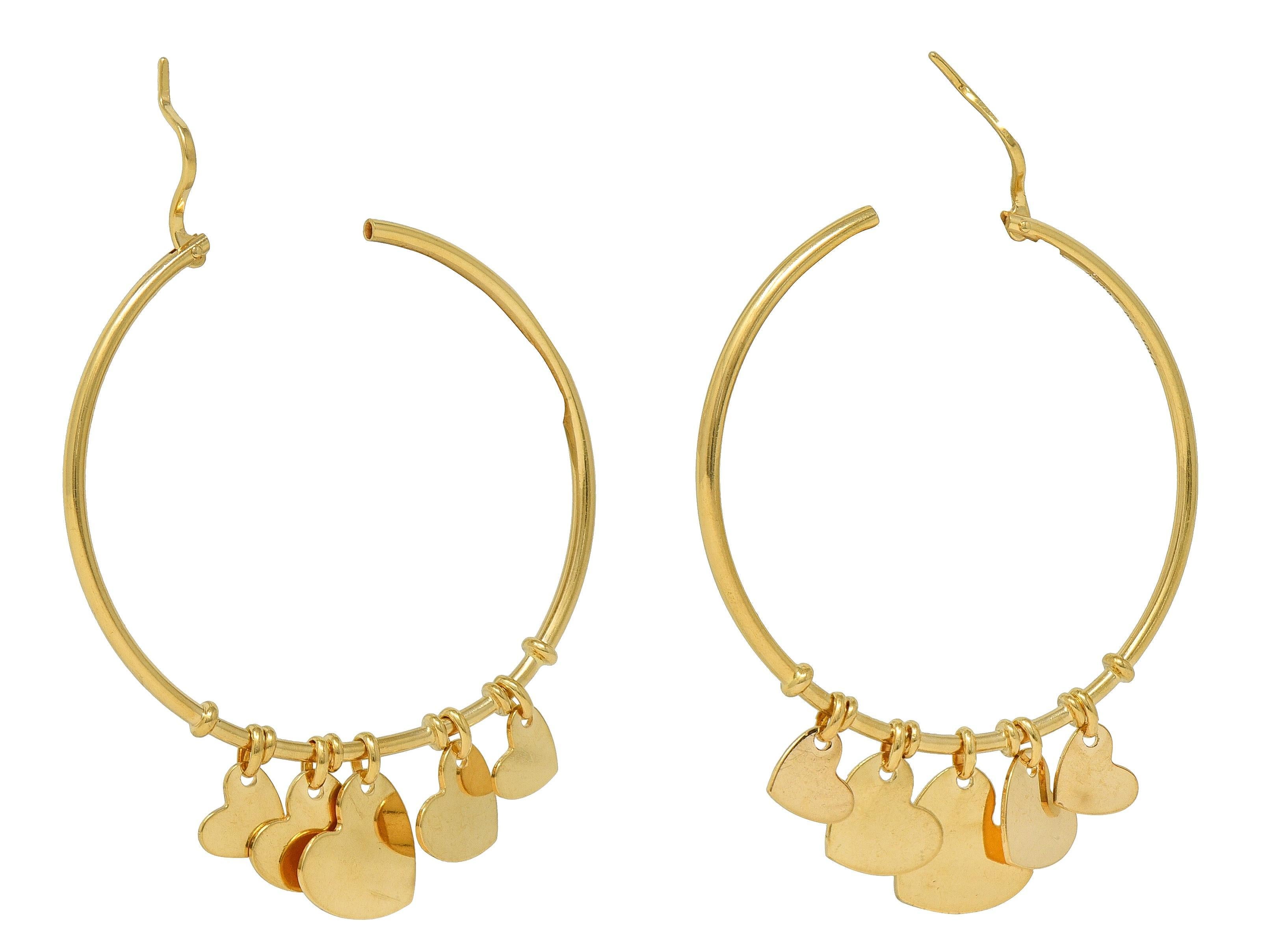 Pendientes de aro Dior French 18 Karat Yellow Gold Vintage Cœur Léger Heart Charm Contemporáneo en venta