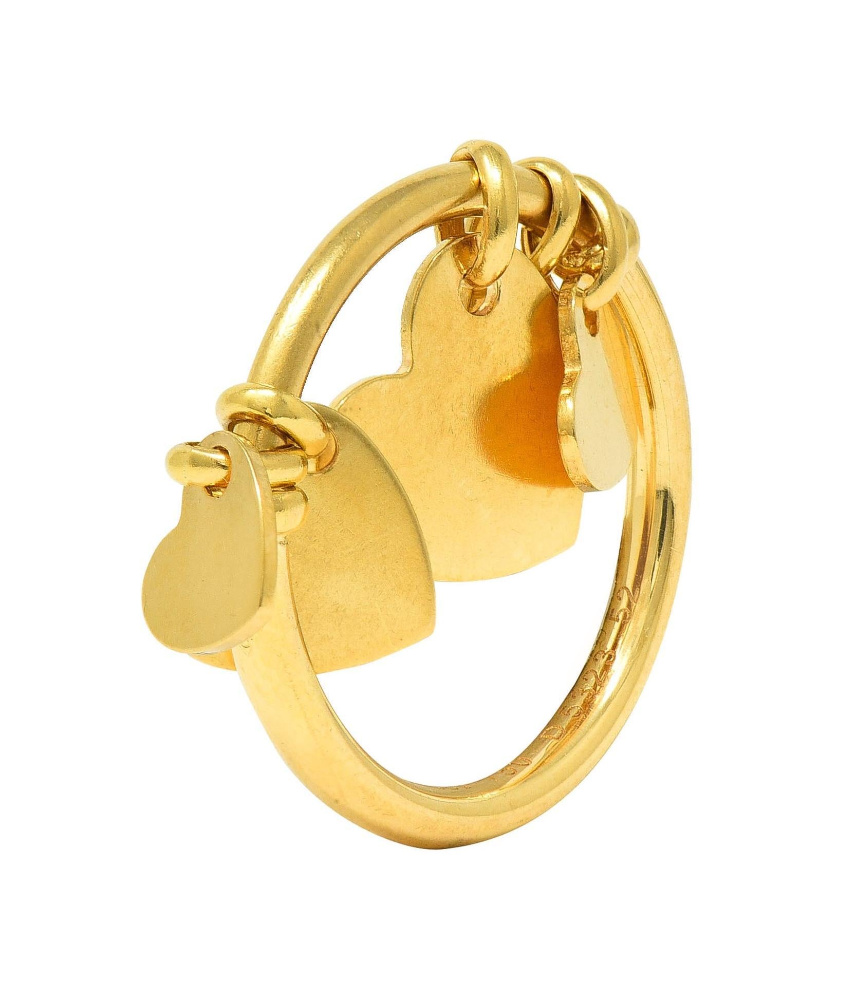 Dior French 2000's 18 Karat Yellow Gold Vintage Cœur Léger Heart Charm Ring 6