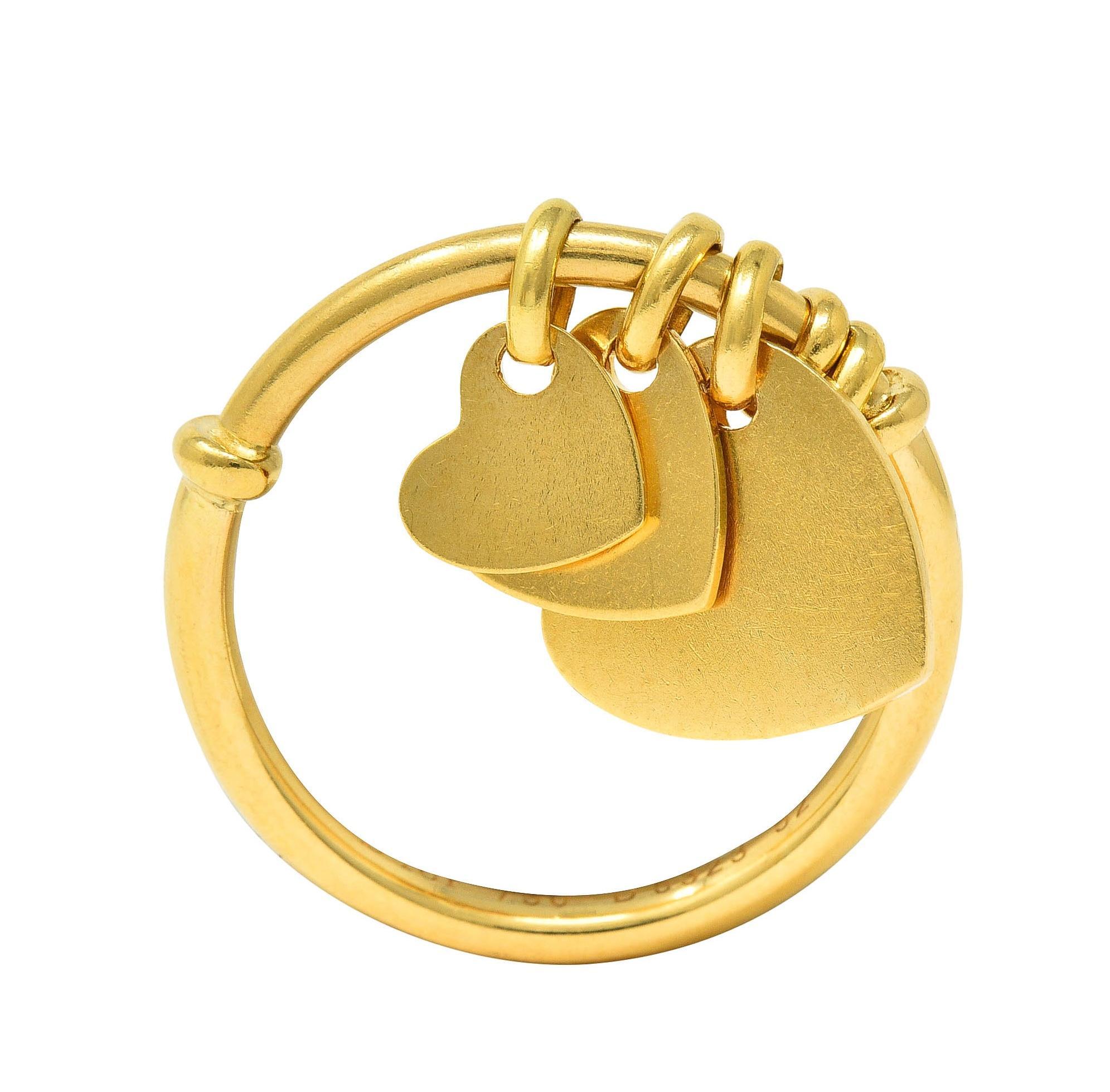 Dior French 2000's 18 Karat Yellow Gold Vintage Cœur Léger Heart Charm Ring 9