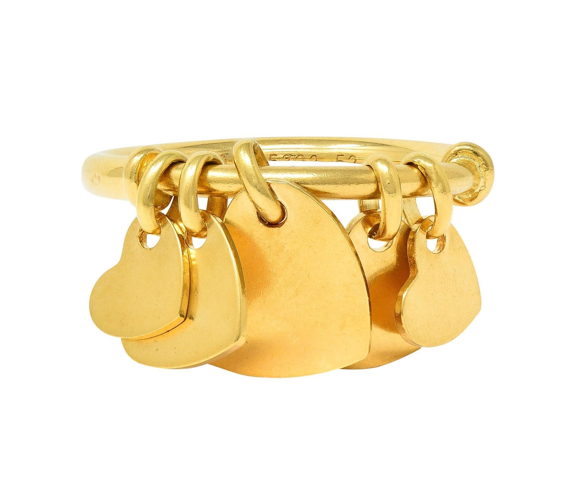 Dior French 2000's 18 Karat Yellow Gold Vintage Cœur Léger Heart Charm Ring 10