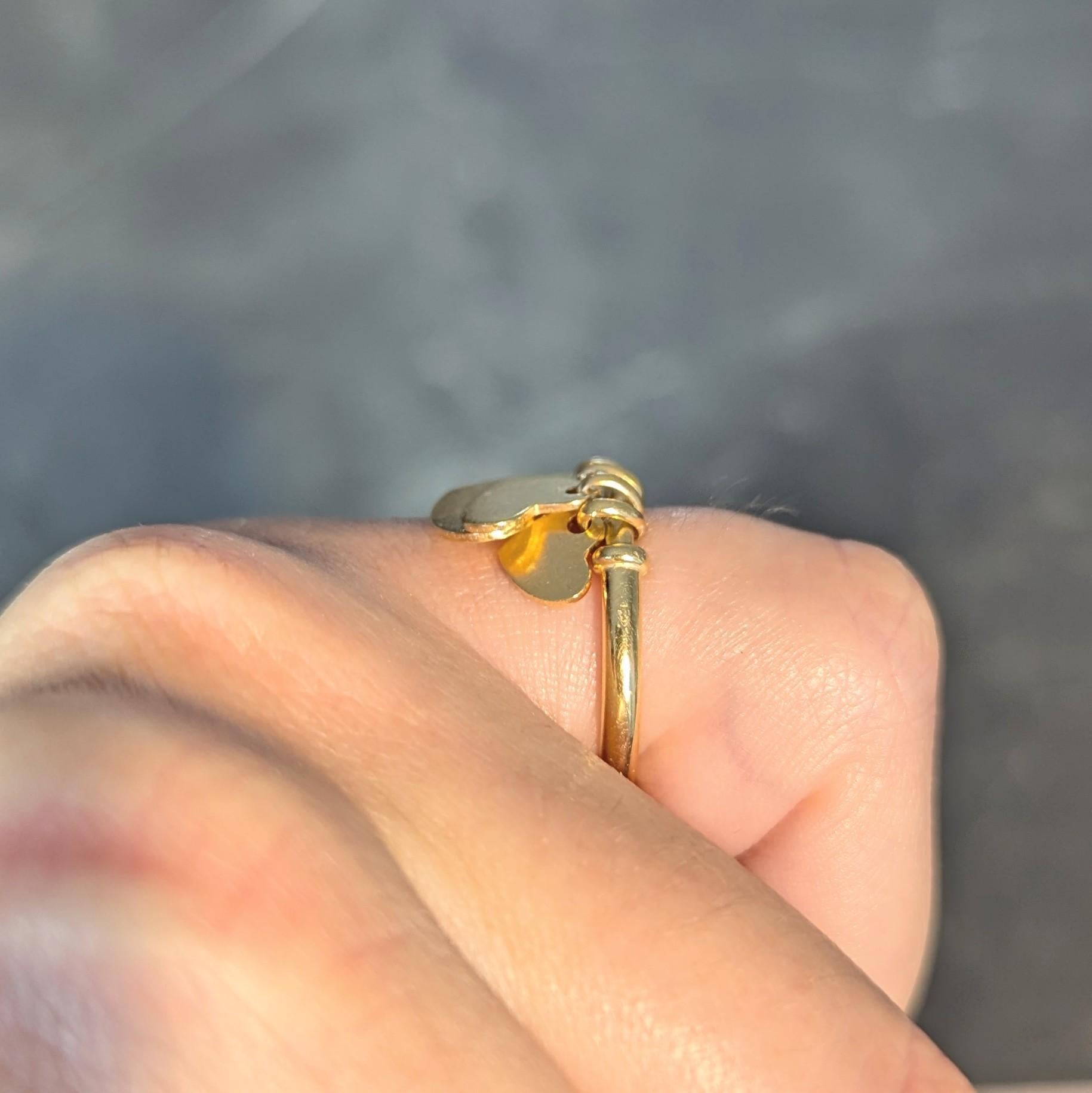 Dior French 2000's 18 Karat Yellow Gold Vintage Cœur Léger Heart Charm Ring 11