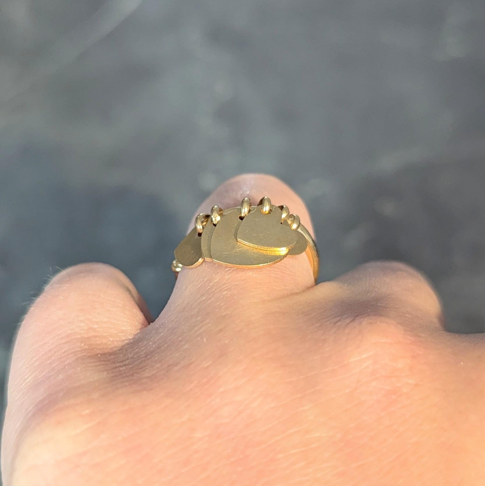 Dior French 2000's 18 Karat Yellow Gold Vintage Cœur Léger Heart Charm Ring 12
