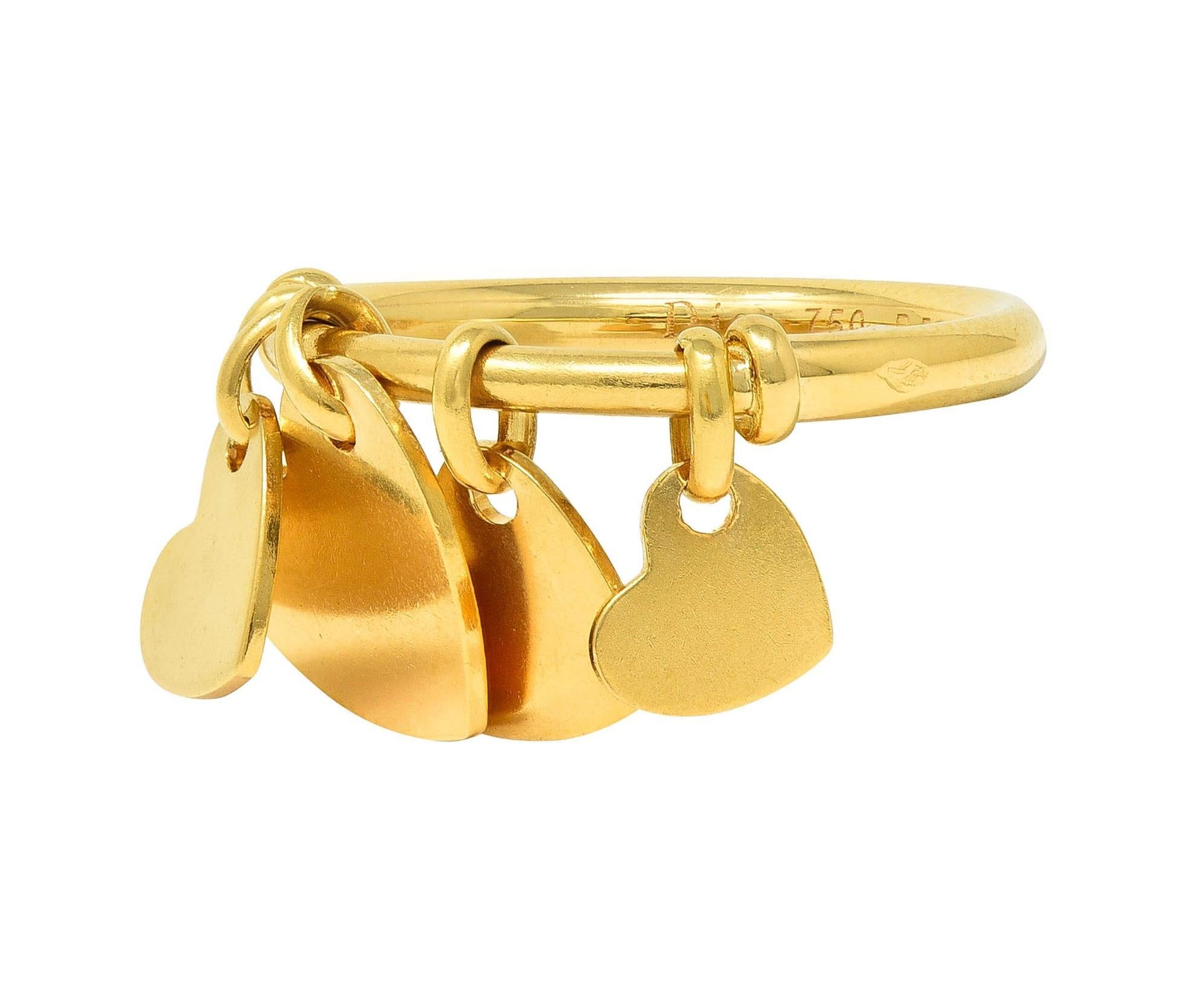 Dior French 2000's 18 Karat Yellow Gold Vintage Cœur Léger Heart Charm Ring 1
