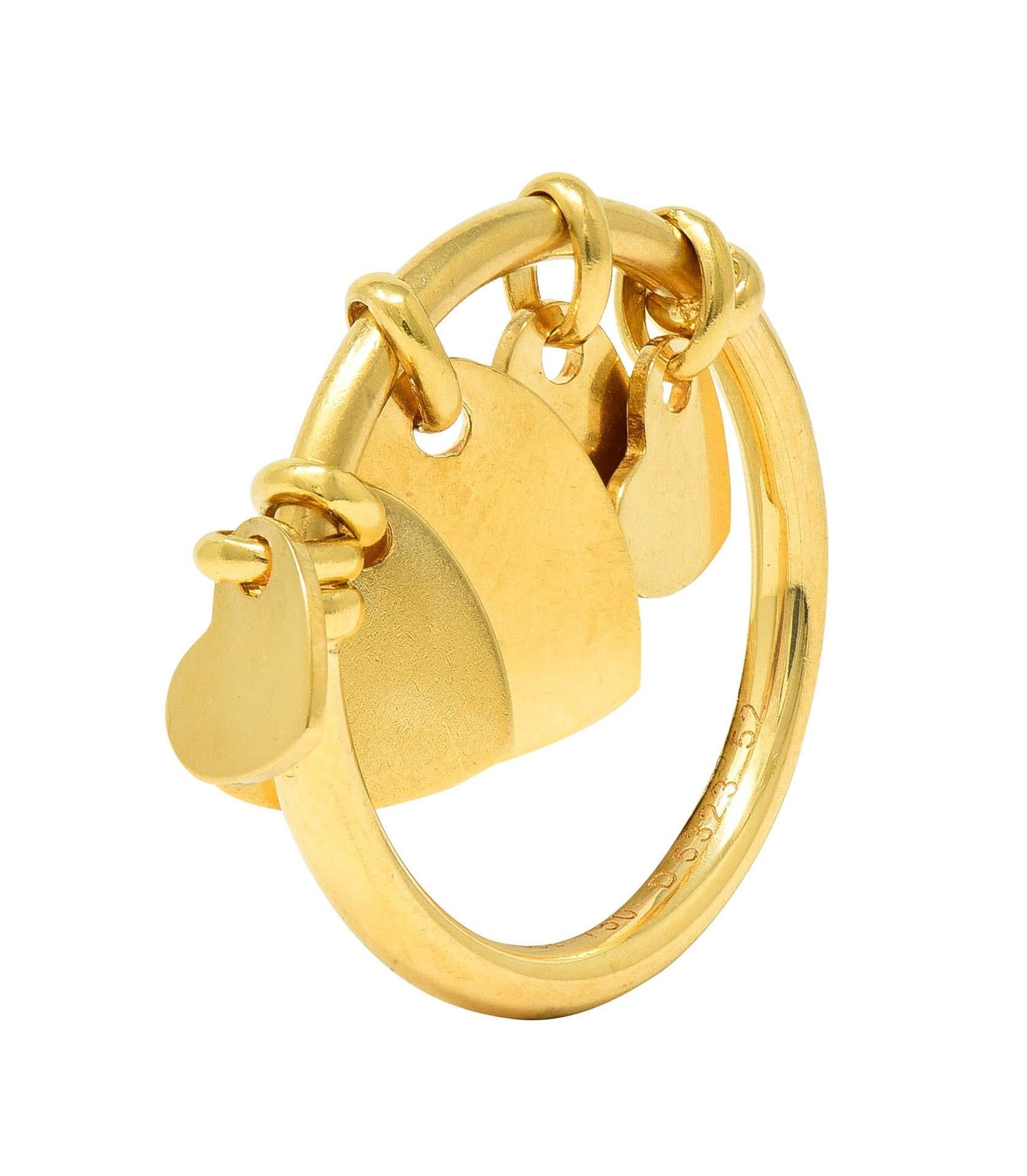 Dior French 2000's 18 Karat Yellow Gold Vintage Cœur Léger Heart Charm Ring 5