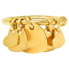 Dior French 2000's 18 Karat Yellow Gold Vintage Cœur Léger Heart Charm Ring