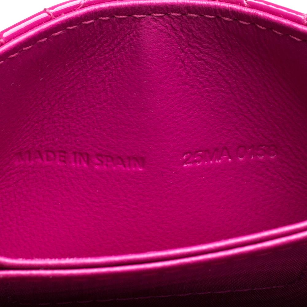 Dior Fuchsia Cannage Patent Leather Lady Dior Gusset Card Case 2
