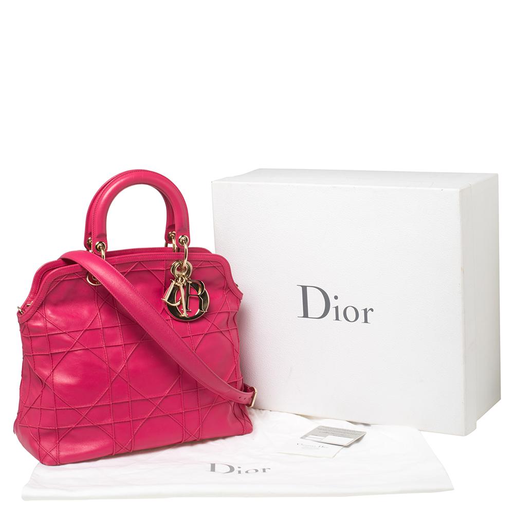Dior Fuchsia Cannage Quilted Leather Granville Tote 3